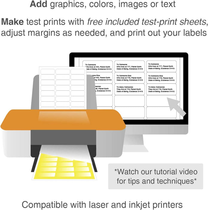 Printable Address Labels - 1" x 2-5/8": 750/Pack
