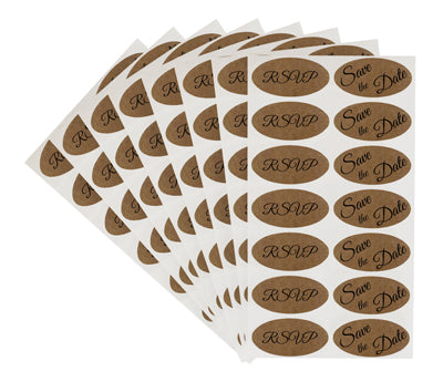 1" x 2" Oval True Kraft Pre-Printed Stickers - 112 Labels/Pack