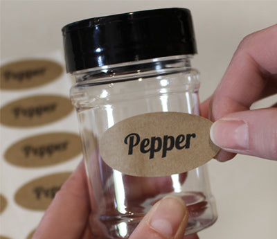 1" x 2" Oval True Kraft Pre-Printed Stickers - 112 Labels/Pack