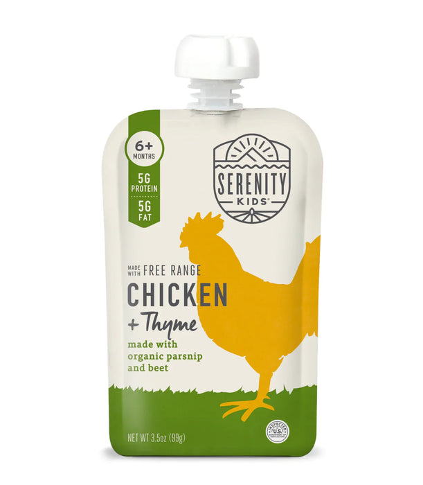 Serenity Kids Chicken Thyme Puree Pouch (Pack of 6) 3.5 Oz