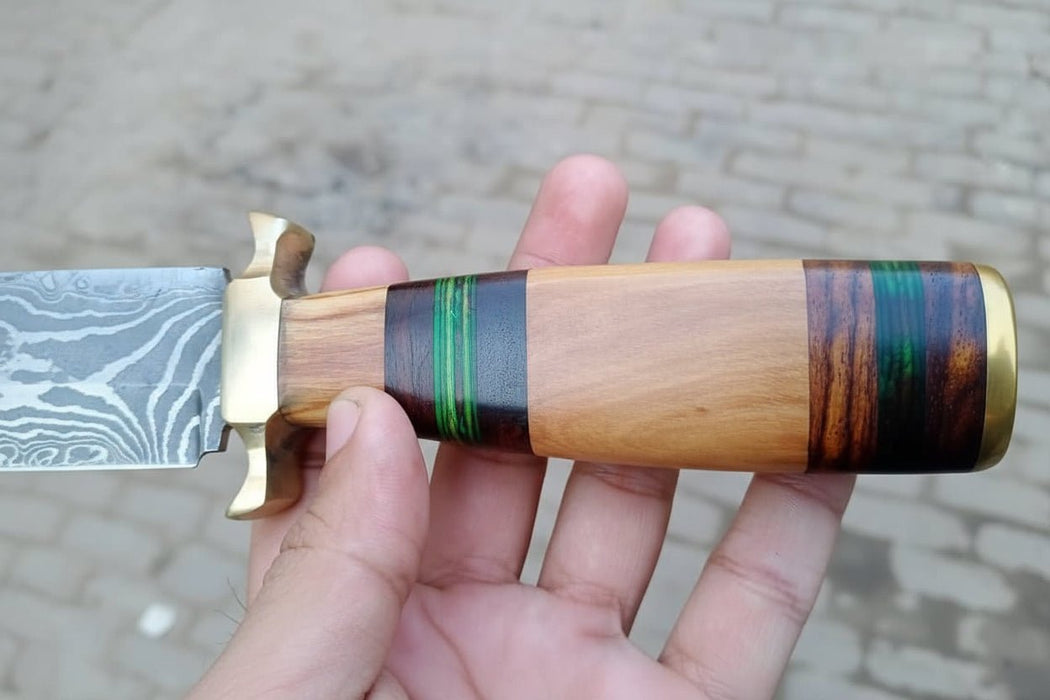 10” Damascus steel Hunting Knife with Olive wood handle