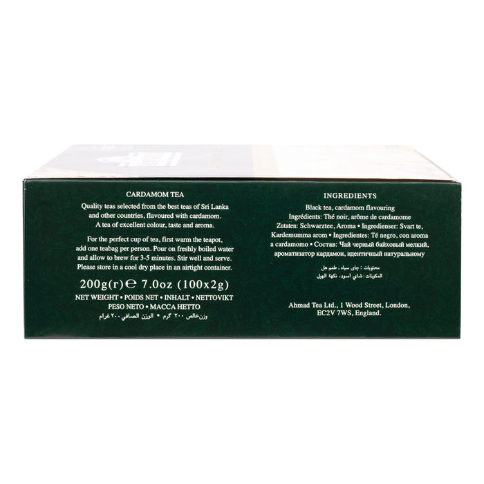 Ahmad Cardamom Black Tea 100 tagged tea bags
