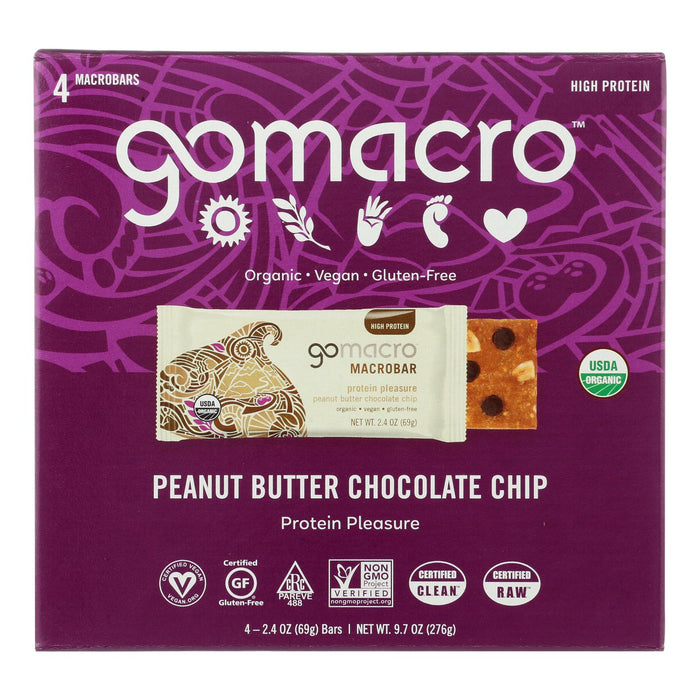 Gomacro Protein Bar, Peanut Butter Chip, 2.4 Oz, Pack of 7