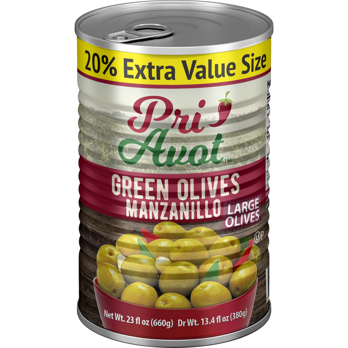 Olives | Green Manzanillo 17-20 | 23 oz | Pri-Avot