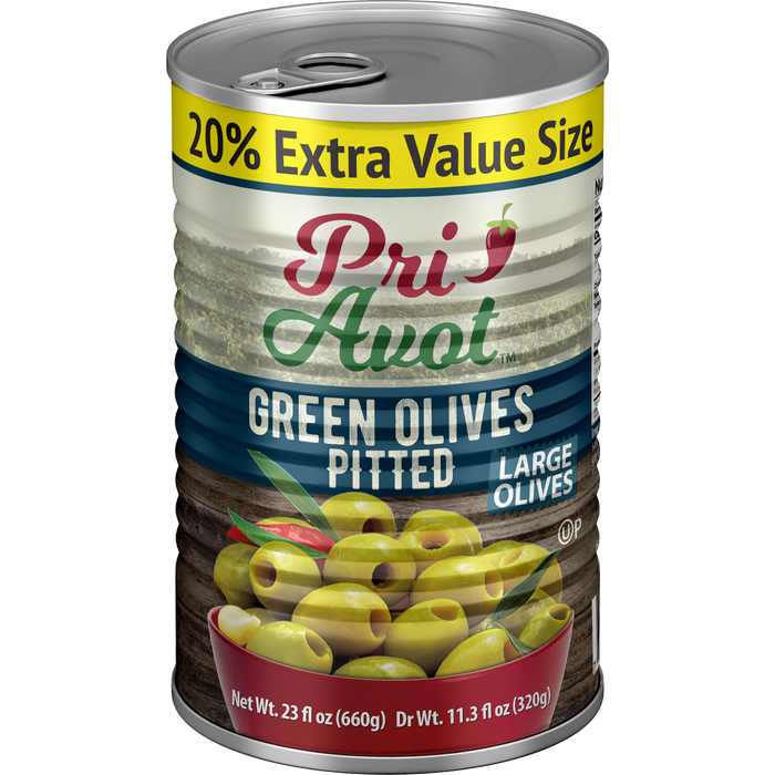 Olives | Green Pitted 17-20 | 23 oz | Pri-Avot