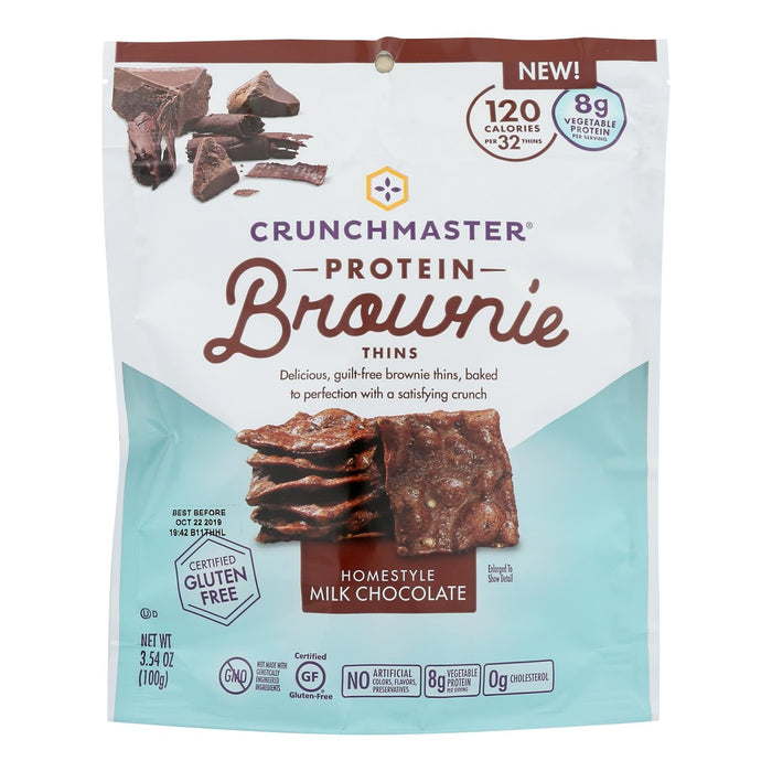 Crunchmaster Protein Brownie Thins Homestyle Milk Chocolate - Case Of 12 - 3.54 Oz