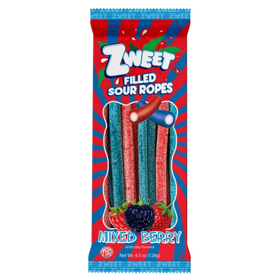 Sour Mixed Berry Ropes Filled | Zweet | Go-Pack | 4.5 oz