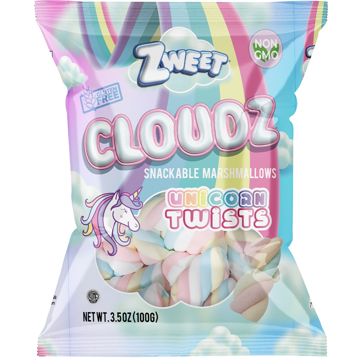 Cloudz Snackable Marshmallows Unicorn Twists | 3.5 oz | Zweet