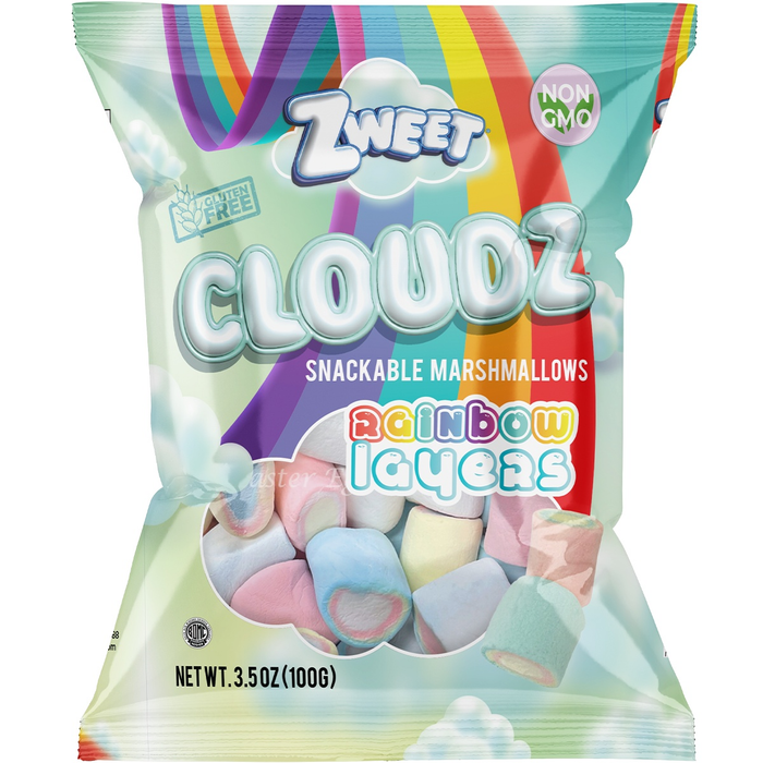 Cloudz Snackable Marshmallows Rainbow Layers | 3.5 oz | Zweet