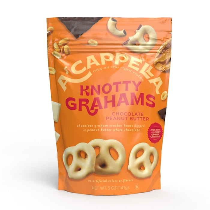 A’cappella Chocolate Peanut Butter Graham Knots – Handcrafted Gourmet Snacks, Pack of 6-4.5 Oz