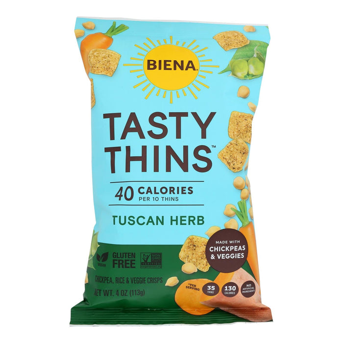 Biena Tasty Thins Tuscan Herb Crackers, 4 Oz, Pack of 12