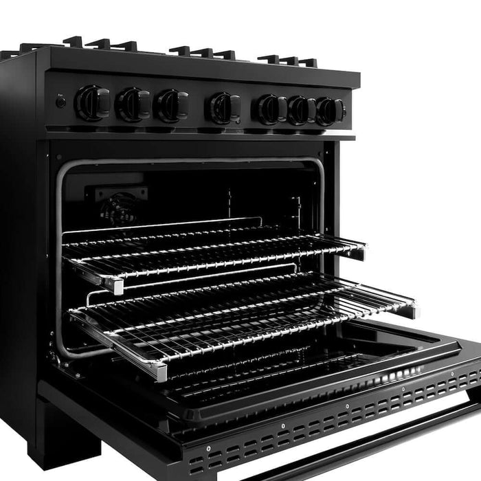 ZLINE 36" Classic Gas Range, Convection Gas Oven Black Stainless Steel, CGRB-36