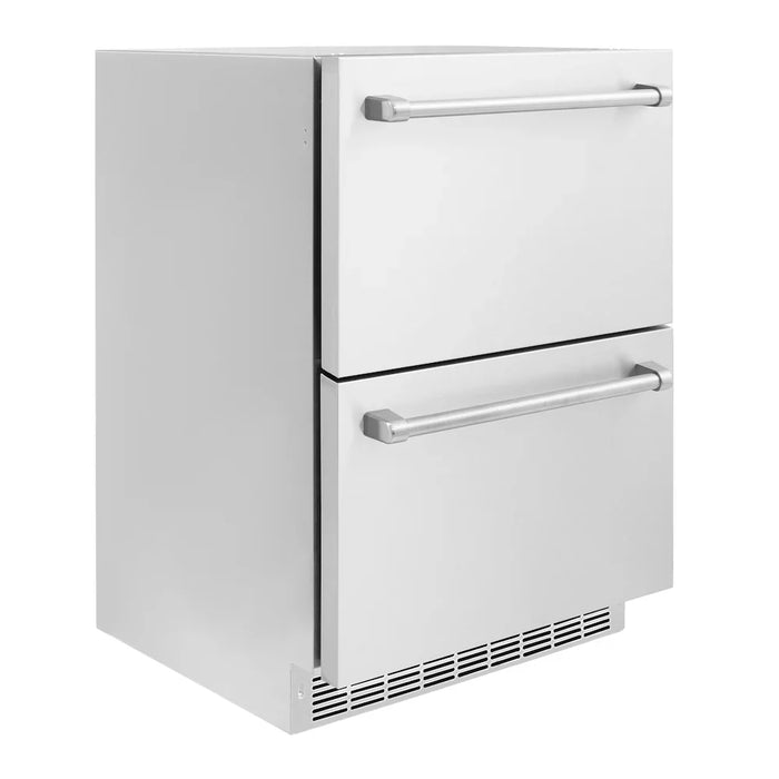 ZLINE 24" Touchstone 168 Can Outdoor-Rated Dual Refrigerator Drawer, Stainless Steel, RDSO-ST-24