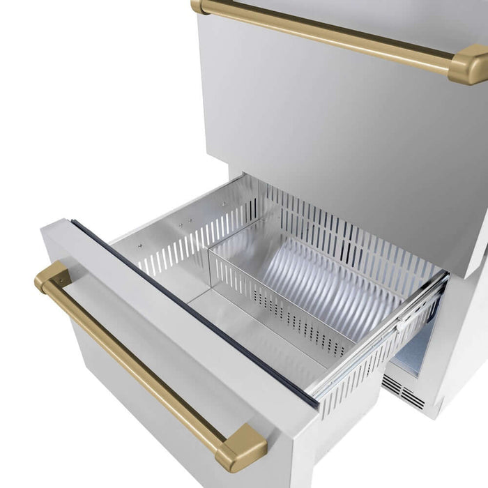 ZLINE 24" Touchstone 168 Can Outdoor-Rated Dual Refrigerator Drawer, Champagne Bronze, RDSOZ-ST-24-CB