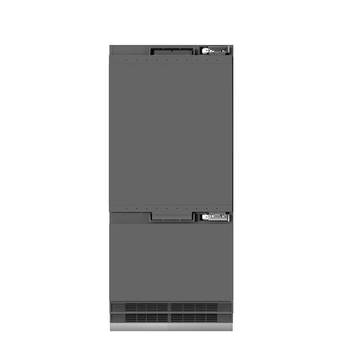 ZLINE 36" Panel Ready Built-In Bottom Freezer Refrigerator,Water Dispenser, Ice Maker,Graphite Gray GRBIT-36