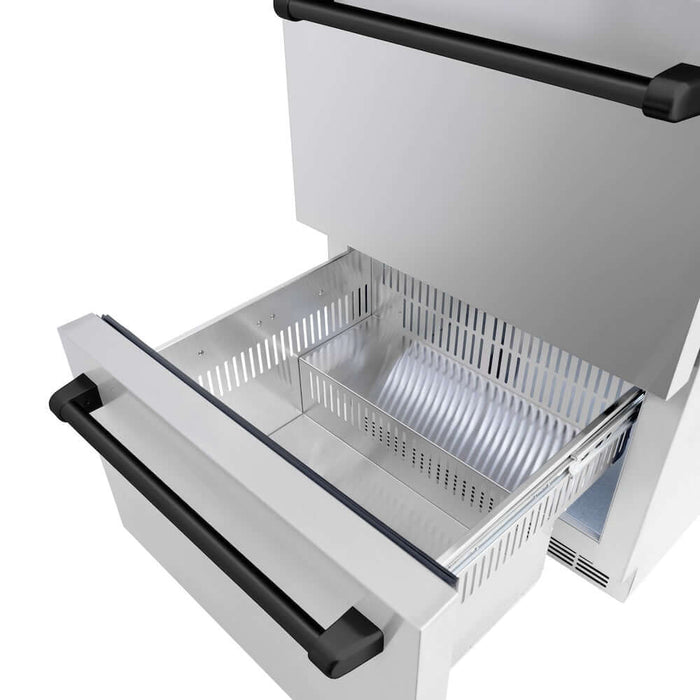ZLINE 24" Touchstone 168 Can Outdoor-Rated Dual Refrigerator Drawer, Matte Black, RDSOZ-ST-24-MB