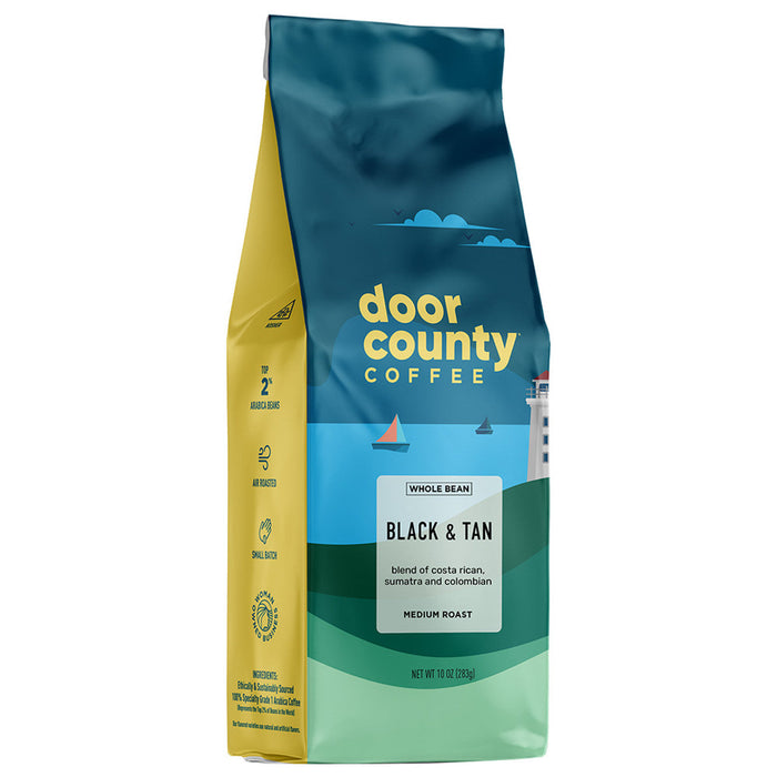 Door County Coffee Black & Tan, 10 oz (6 Pack) - Kosher Coffee Case