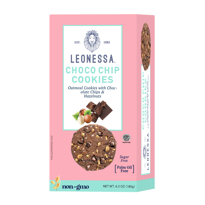 Chocolate Chip and Hazelnut Oatmeal Cookies | Sugar Free | 6.3 oz | Leonessa