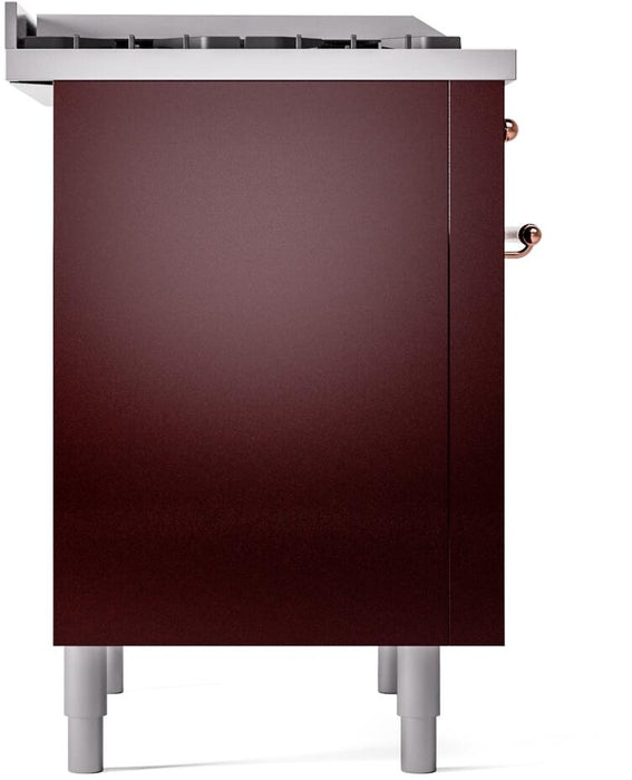 ILVE Nostalgie II 36" Dual Fuel Natural Gas Range, Burgundy, Copper Trim UP36FNMPBUP