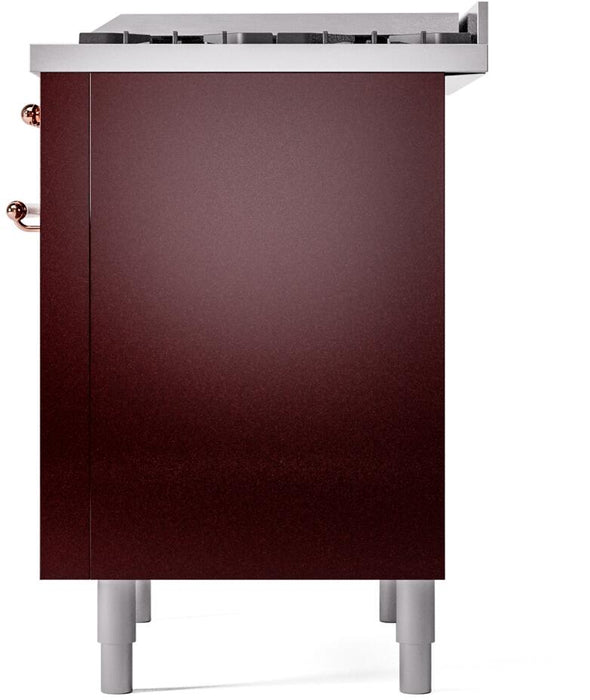 ILVE Nostalgie II 36" Dual Fuel Liquid Propane Range, Burgundy, Copper Trim UP36FNMPBUPLP
