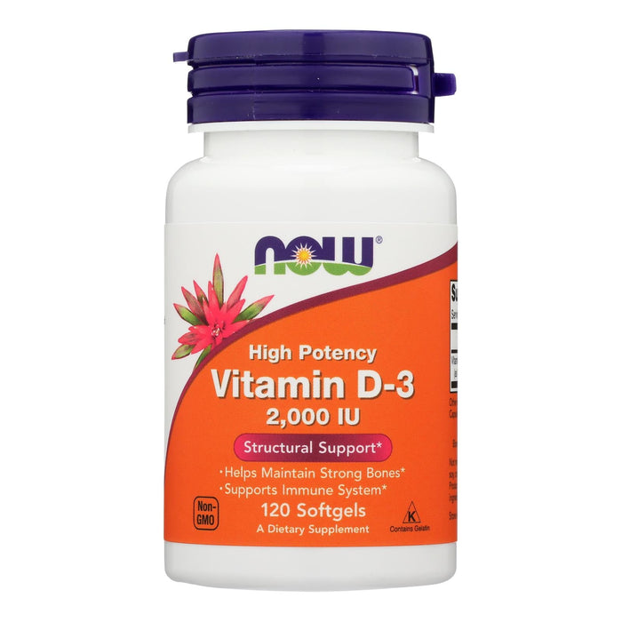 Now Foods Vitamin D-3 2000IU | Supports Healthy Bones and Immune Function | 120 Softgels