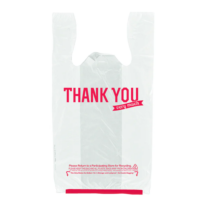 Thank You T-Shirt Bag White (hp811) - 12" x 7" x 20"