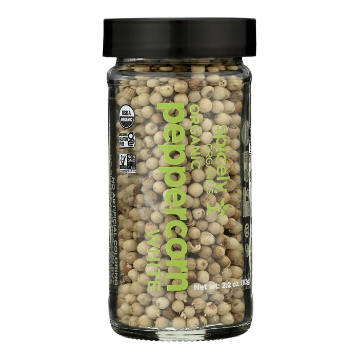 Spicely Organics White Peppercorns, 2.2 Oz (Case of 3)