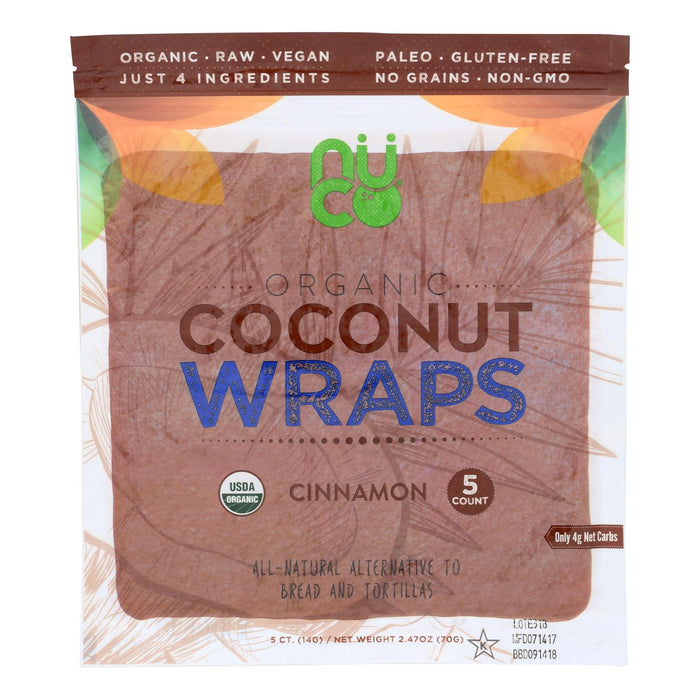Nuco Organic Cinnamon Coconut Wraps (Case of 12 - 2.47 Oz.)