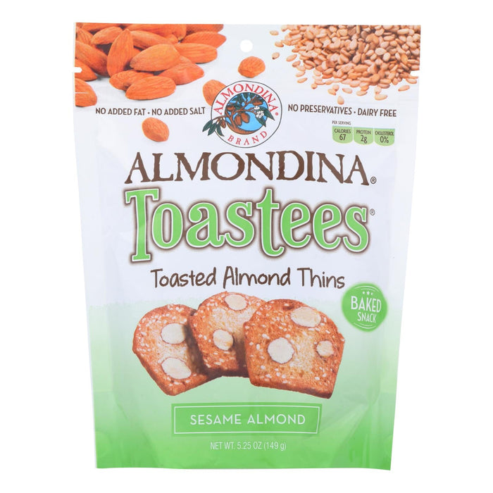 Almondina Toastees Toasted Almond Thins, Sesame, 5.25 Oz - Case of 12