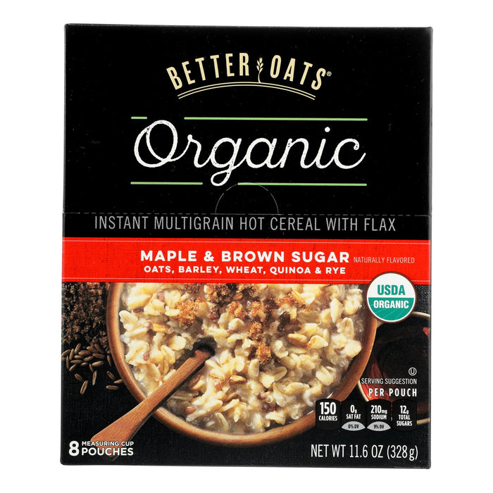 Better Oats Organic Instant Multigrain Hot Cereal - Maple Brown Sugar - 11.6 Oz, Case of 6