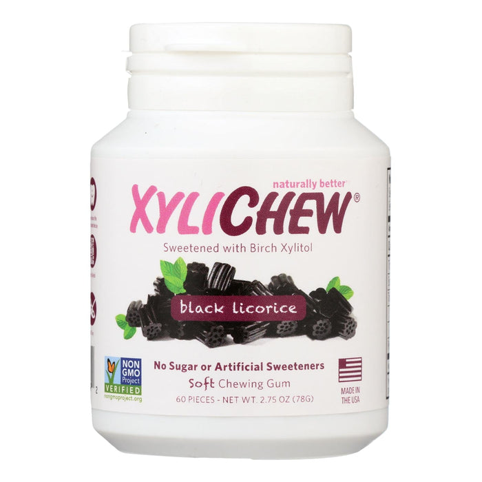 Xylichew Black Licorice Sugar-Free Gum - 60 Piece Jar - 1 Case