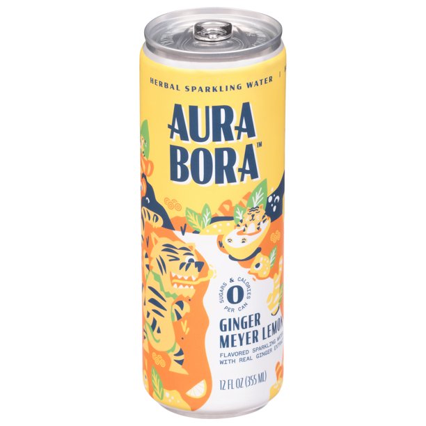 Aura Bora Sparkling Water Ginger Lime Lemon, Pack of 12 - 12 fl. oz. Cans