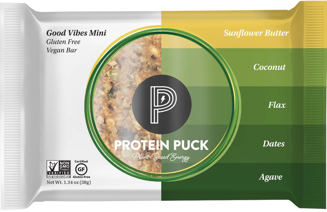 Good Vibes Protein Puck Bar | Sunflower Butter | Gluten-Free | 12 Count