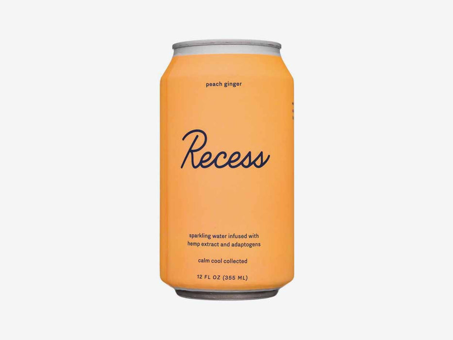 Recess Sparkling Water, Peach Ginger Magnesium - 12-12 Fl Oz Cans (Pack of 12)