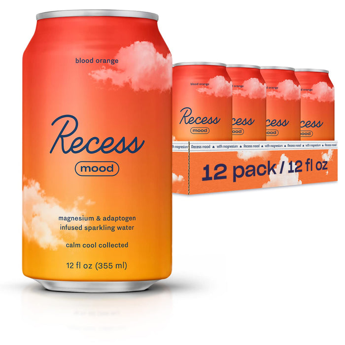 Recess Sparkling Water, Blood Orange & Magnolia, 12oz Cans (12-Pack)