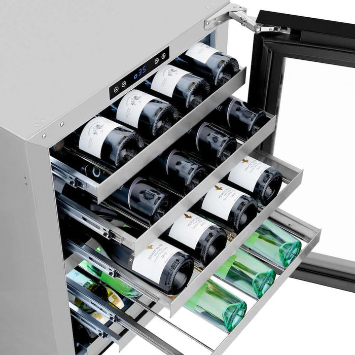 ZLINE 24" Touchstone Dual Zone 44 Bottle Wine Cooler Black Stainless Steel Glass Door RWDO-BS-24