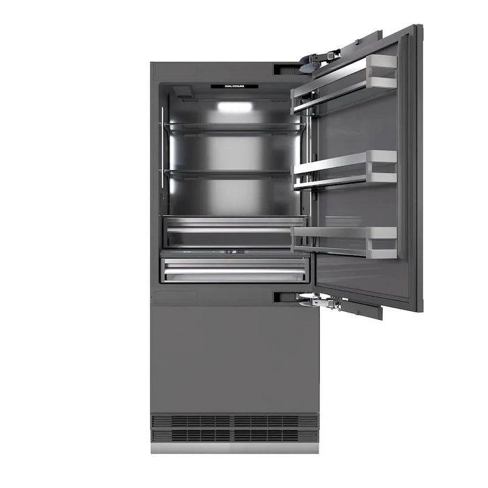 ZLINE 36" Panel Ready Built-In Bottom Freezer Refrigerator,Water Dispenser, Ice Maker,Graphite Gray GRBIT-36