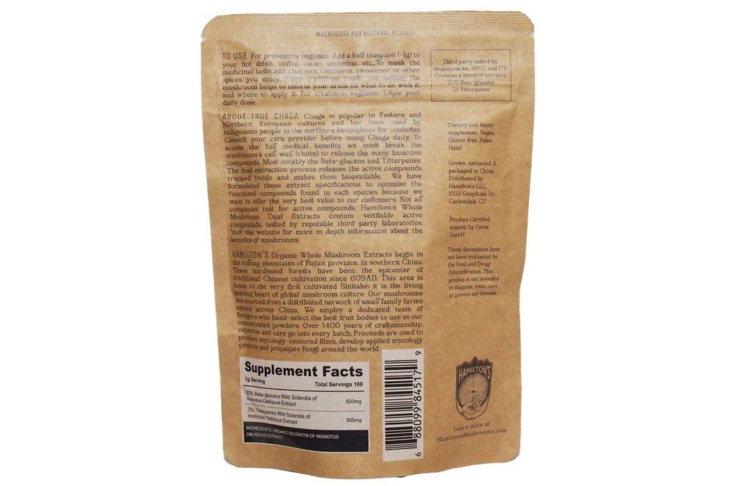 Hamilton’s Mushrooms True Chaga – Wild Chaga Extract Powder