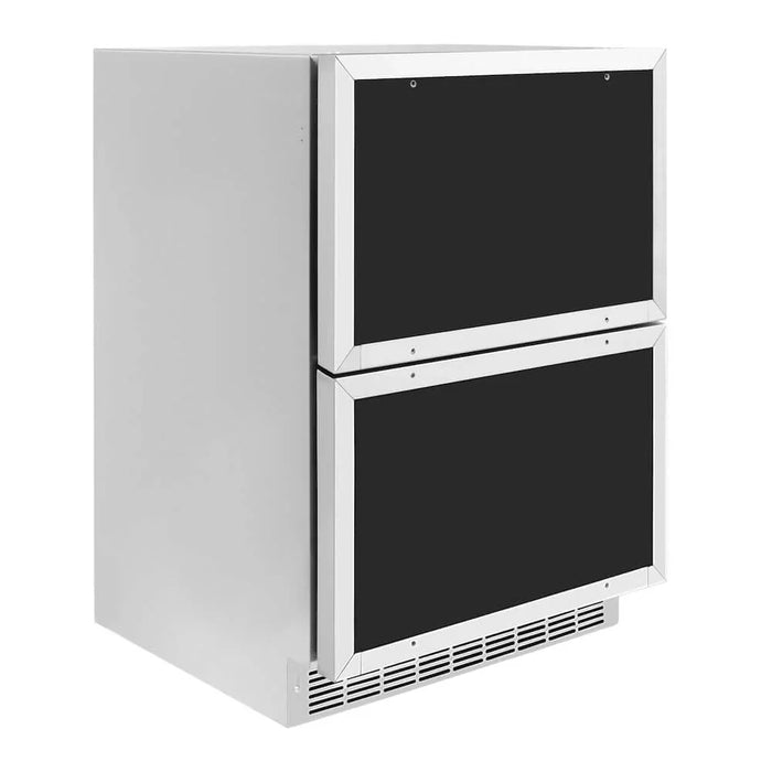 ZLINE 24" Touchstone 168 Can Outdoor-Rated Dual Refrigerator Drawer, Panel Ready Gold, RDSPOZ-24-G