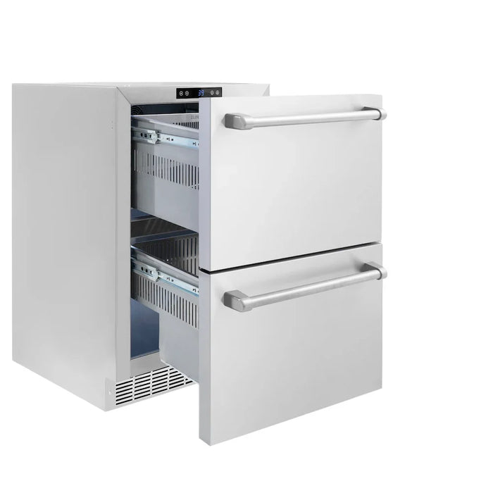 ZLINE 24" Touchstone 168 Can Outdoor-Rated Dual Refrigerator Drawer, Stainless Steel, RDSO-ST-24