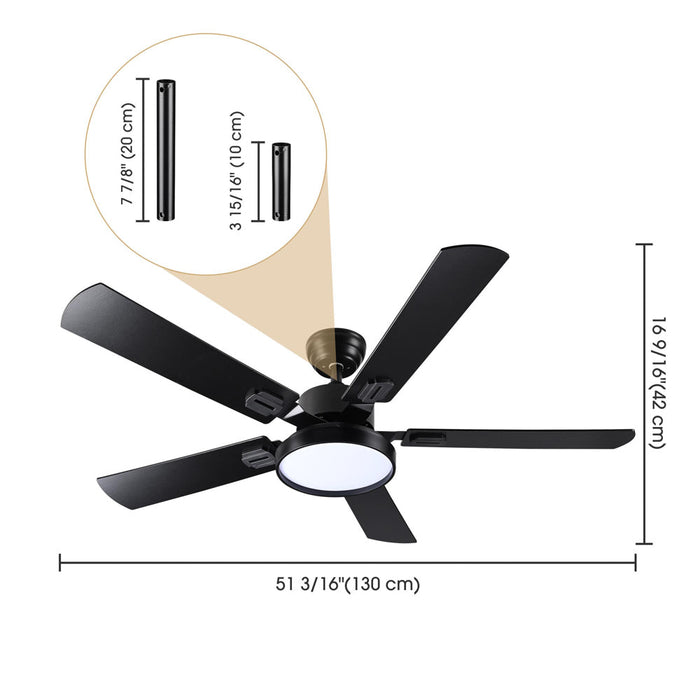 Yescom 52" Ceiling Fan with 3 Lights Remote 5-Blade