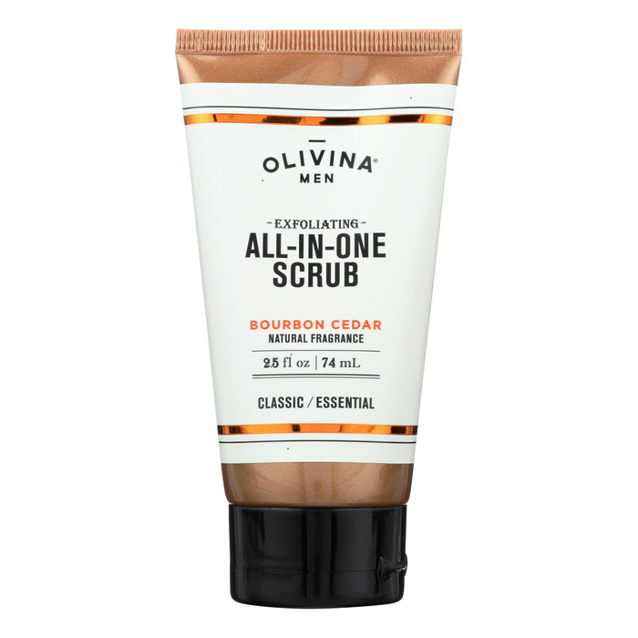 Olivina Exfoliating Scrub for Men: Invigorating Bourbon Cedarwood, 2.5 Oz