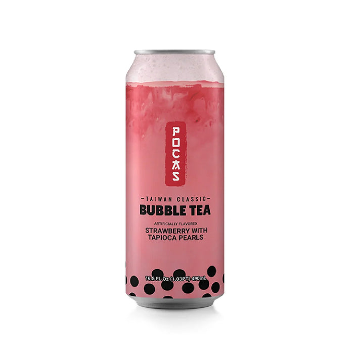 Pocas Bubble Tea Strawberry with Tapioca Pearls 16.5 oz
