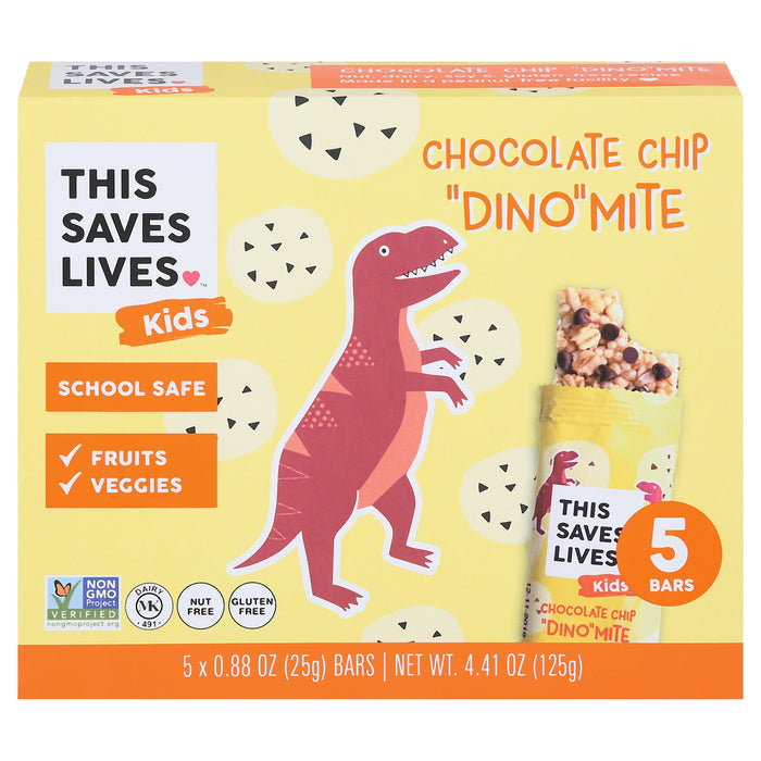 This Bar Saves Lives Chip Dino Mite Bars, 4.41 Oz, Pack of 5, Case of 12