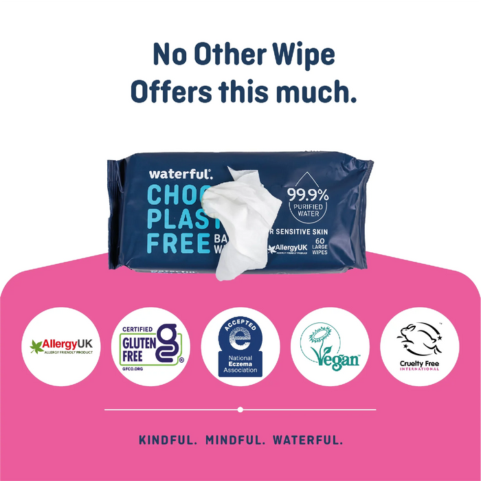 Waterful Plastic-Free Baby Wipes - 180 Count (3-Pack)
