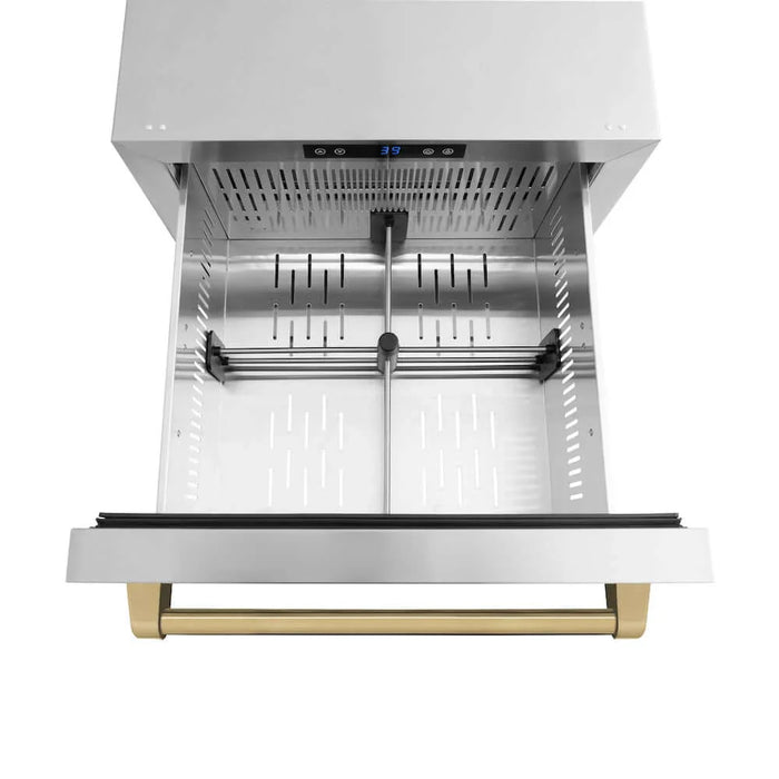 ZLINE 24" Touchstone 168 Can Outdoor-Rated Dual Refrigerator Drawer, Champagne Bronze, RDSOZ-ST-24-CB