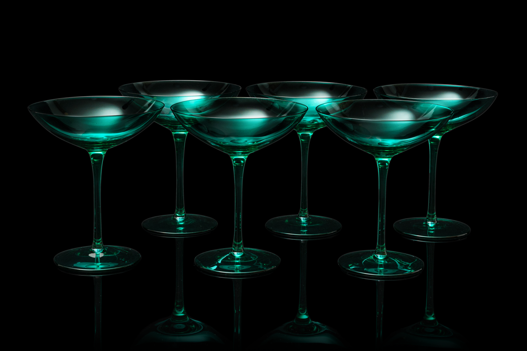 The Wine Savant Colored Vintage Glass Coupes 12oz (6, Teal)