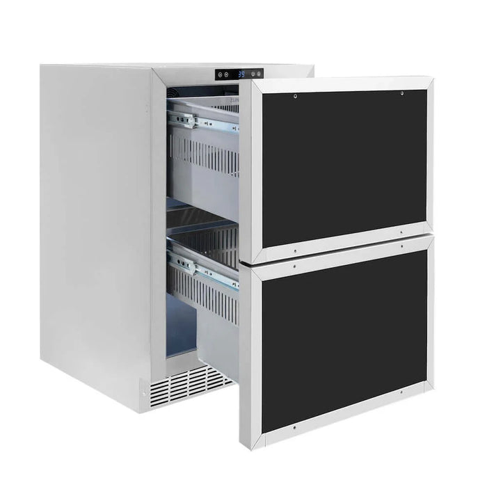 ZLINE 24" Touchstone 168 Can Outdoor-Rated Dual Refrigerator Drawer, Panel Ready Champagne Bronze, RDSPOZ-24-CB