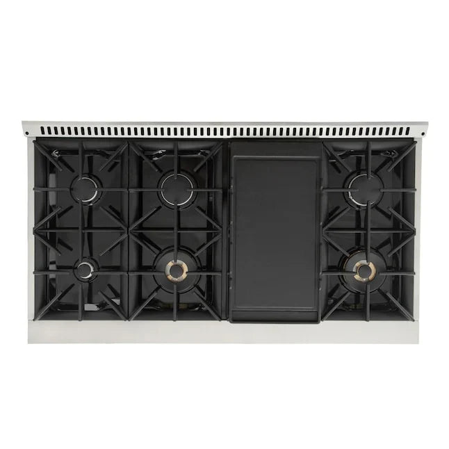 Kucht 48" Gas Range in Stainless Steel with Grey Oven Doors, KNG481-GR