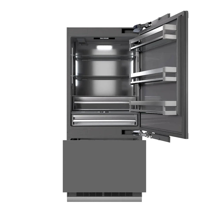 ZLINE 36" Panel Ready Built-In Bottom Freezer Refrigerator,Water Dispenser, Ice Maker,Graphite Gray GRBIT-36